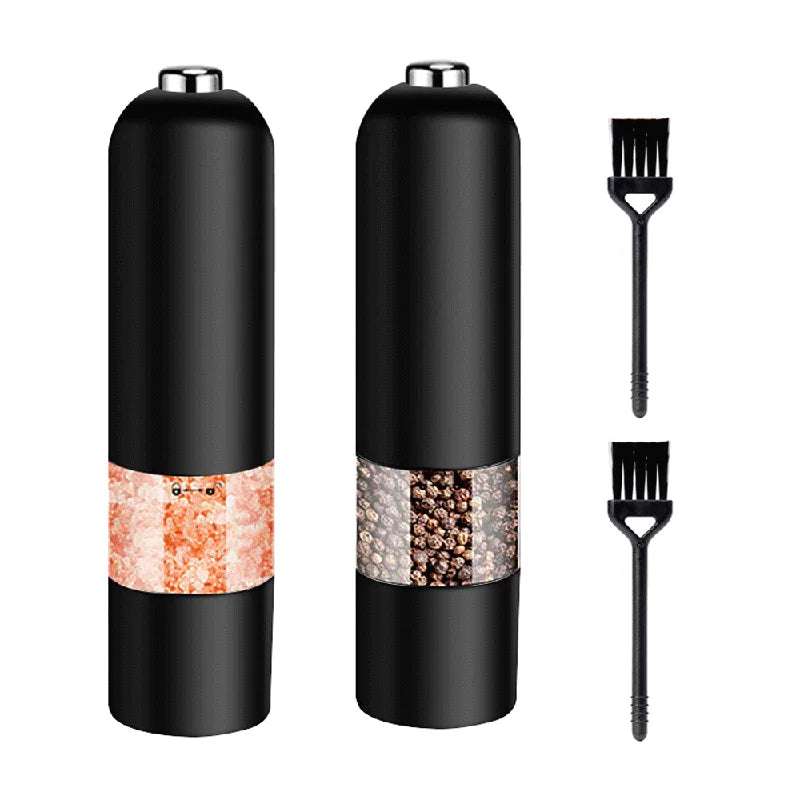 2pcs Electric Spice Mills Kicthen Pepper Grinder Automatic Salt and Pepper Shaker Kicthen Gadgets USB Charging With LED Light