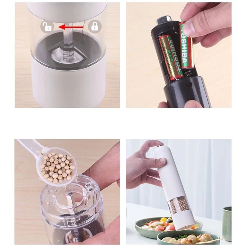 2pcs Electric Spice Mills Kicthen Pepper Grinder Automatic Salt and Pepper Shaker Kicthen Gadgets USB Charging With LED Light