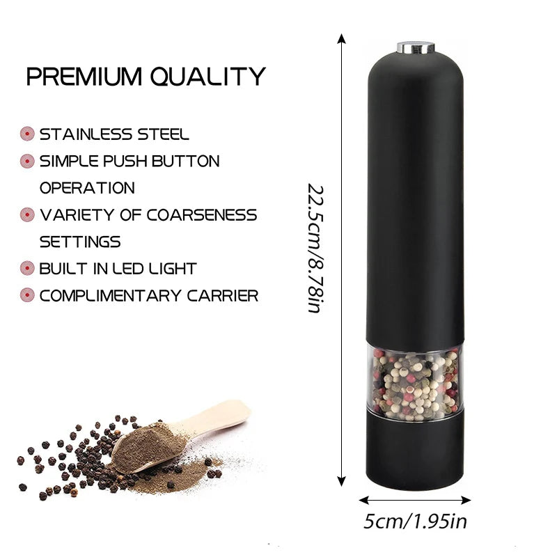 2pcs Electric Spice Mills Kicthen Pepper Grinder Automatic Salt and Pepper Shaker Kicthen Gadgets USB Charging With LED Light